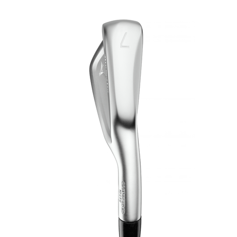 Heel view of a Mizuno Pro S-4 iron showing the hosel and clubhead profile