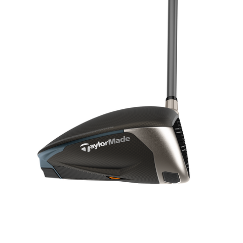 Image of the TaylorMade Qi4D Max Lite driver, direct view showing the side of the clubhead