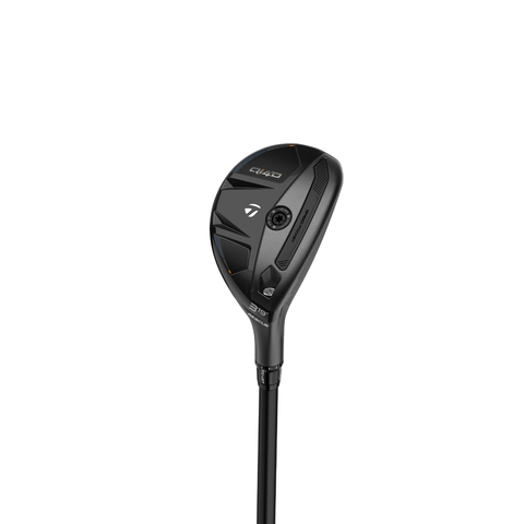 TaylorMade Qi4D hybrid hero image, angled view showing compact head shape and finish