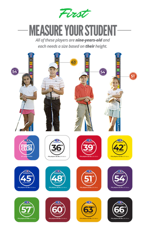 Image of the US Kids Golf sizing chart