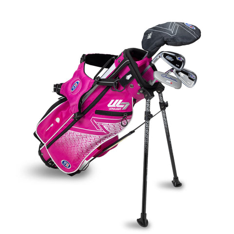 US Kids UL7 45" 4 Club Stand Set – Pink/White, Left Hand (22143)