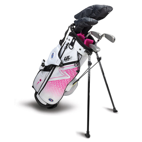 US Kids UL7 54" 5 Club Stand Set – White/Pink, Right Hand (25103)