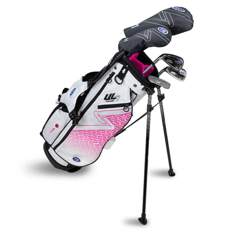 US Kids UL7 54" 5 Club Stand Set – White/Pink, Left Hand (25143)