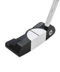Angled image of Odyssey Ai-DUAL Double Wide ½ Ball DB putter with wide profile and alignment design