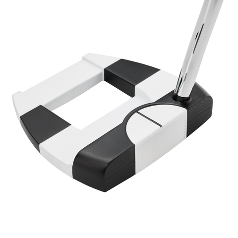 Angled image of Odyssey Ai-DUAL Jailbird Cruiser ½ Ball putter with mallet design and alignment system