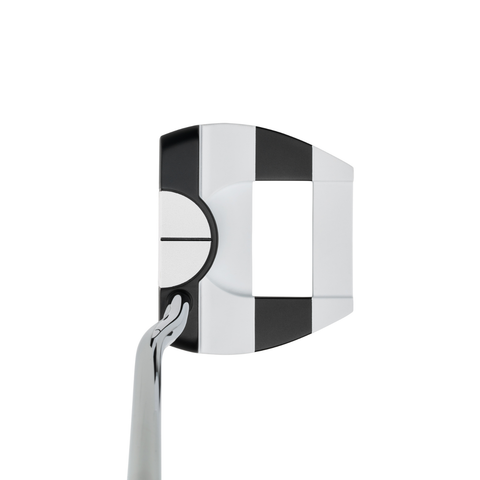 Overhead image of Odyssey Ai-DUAL Jailbird Mini ½ Ball DB putter with compact mallet design