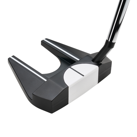 Angled image of Odyssey Ai-DUAL #7 ½ Ball S putter with alignment design and slant neck