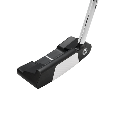 Angled image of Odyssey Ai-DUAL Double Wide DB putter with wide blade design and face-balanced setup