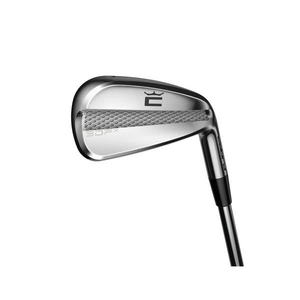 Hero image of COBRA 3DP X irons with compact design and high-MOI forgiveness