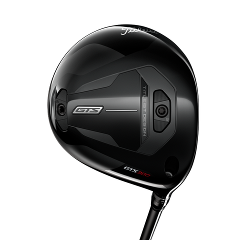 Hero image of the Titleist GTS300 Mini Driver featuring a sleek black crown and titanium clubhead.