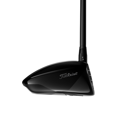 Side of the Titleist GTS300 Mini Driver featuring a sleek black crown and titanium clubhead.