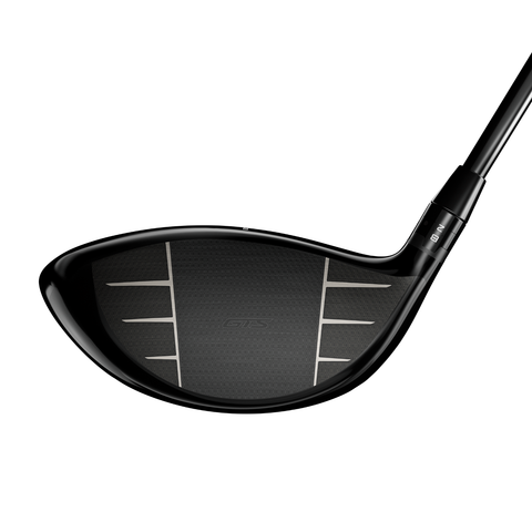 Club face of the Titleist GTS4 Driver with ultra-low spin performance and adjustable CG control.