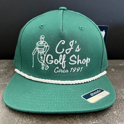 Retro CJ's Golf Shop Cap - Hunter Green with Rope Trim