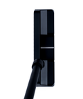 Overhead image of LINK.2.1 blade putter in black finish with narrow-body design and deep milled face.