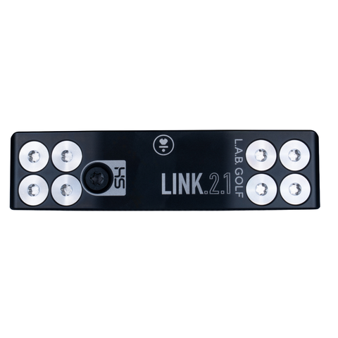 Direct image of LINK.2.1 blade putter head in black finish with narrow-body design and deep milled face.