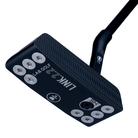 Hero image of LINK.2.2 compact wide-body blade with square back, black finish, and deep milled face.