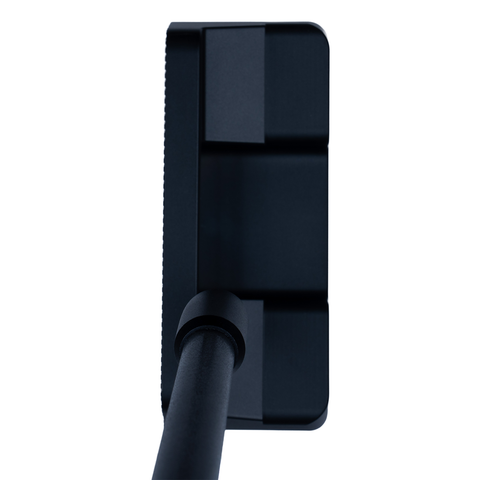 Overhead image of LINK.2.2 compact wide-body blade with square back, black finish, and deep milled face.