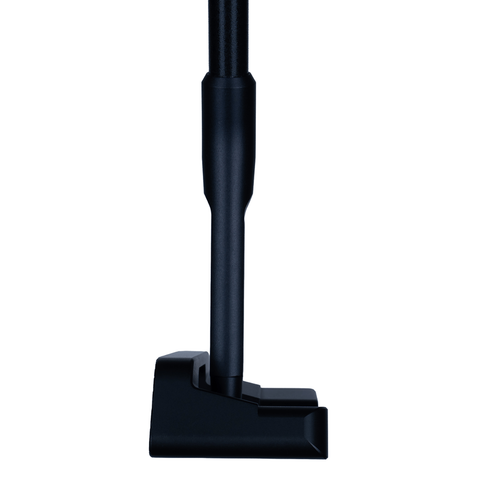Heel image of LINK.2.2 compact wide-body blade with square back, black finish, and deep milled face.