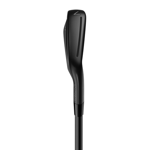 Toe image of the P790 Shadowfall iron with dark finish and sleek Tour-inspired design.
