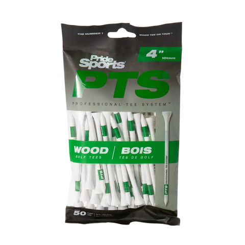Pride PTS Wood Tees – 4" White, 50 count (PT4001275)