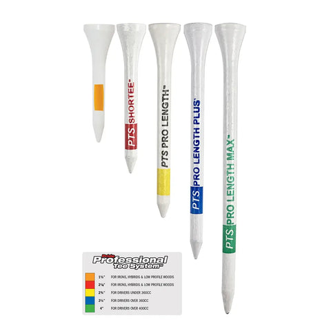 Pride PTS Wood Tees – color-coded sizes