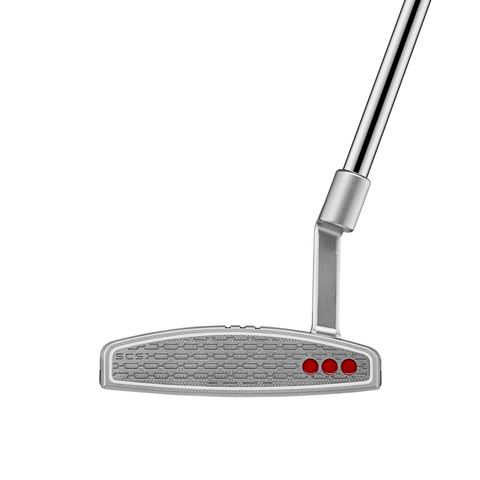 Putter face of the Scotty Cameron Phantom 3.2 with a compact mid-mallet head and tri-line alignment.