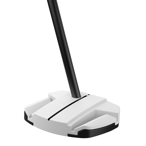 Angled view of Scottsdale TEC Ally Blue mallet putter with onset shaft and Eye Q alignment