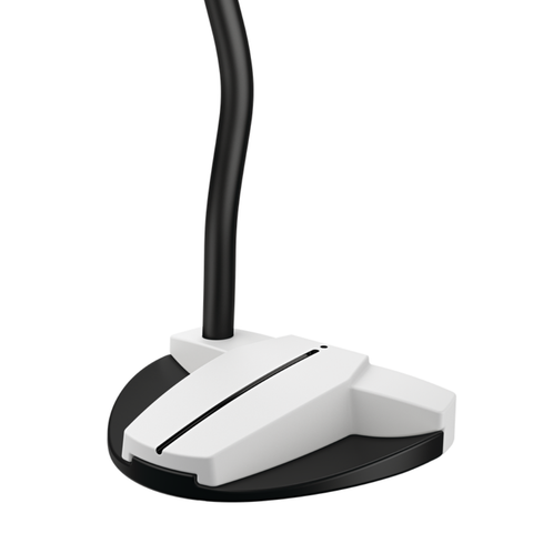 Angled view of Scottsdale TEC Hayden mallet putter with full-shaft offset and Eye Q alignment line