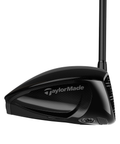 Side angle of Qi4D Shadowfall driver in high-gloss black, highlighting sleek design and performance.