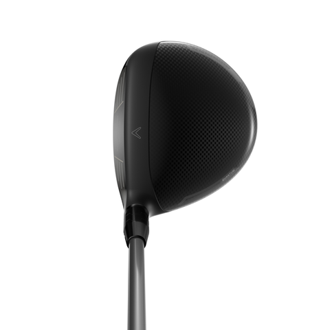 Overhead image of Quantum Max D fairway wood club face with shallow face and forgiving design