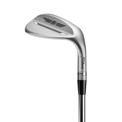 Angled hero image of Titleist Vokey SM11 wedge with precision-milled grooves and satin finish