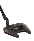 Angled image of the Spider Tour F L-Neck putter with blade-inspired design and torched PVD finish.