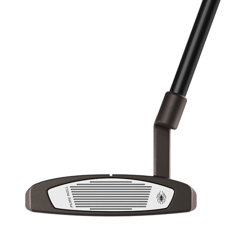 Club face of the Spider Tour F L-Neck putter with blade-inspired design and torched PVD finish.
