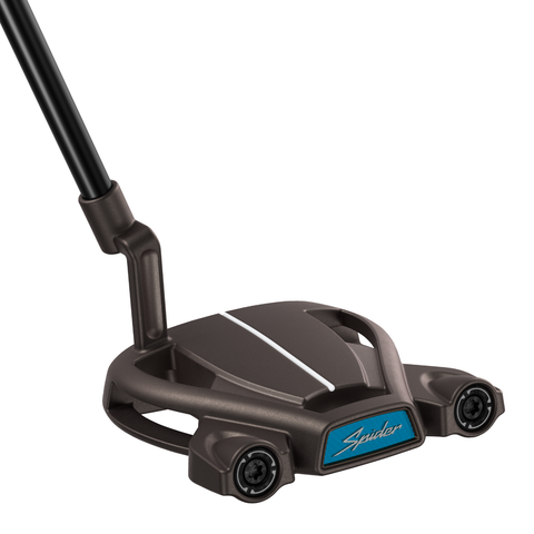 Angled image of the Spider Tour L-Neck putter with torched PVD finish and single sight line.