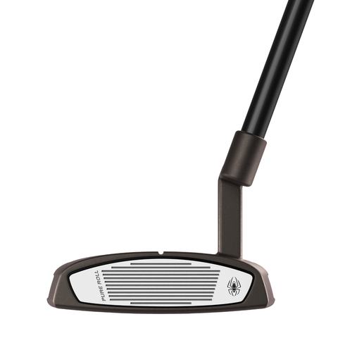Club face of the Spider Tour L-Neck putter with torched PVD finish and single sight line.