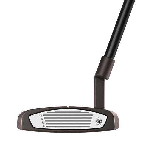 Club face of the Spider Tour V putter with compact mid-mallet design and torched PVD finish.