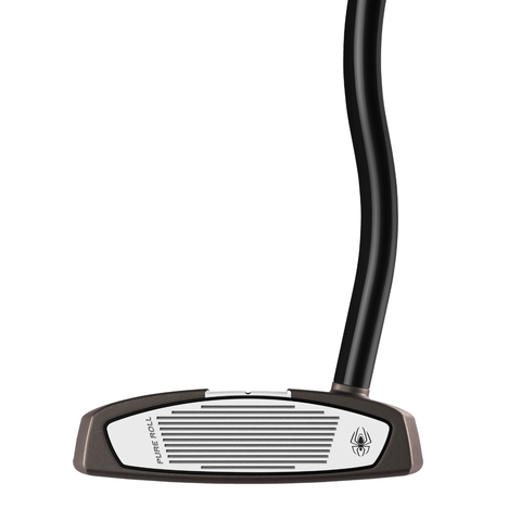 Club face of the Spider Tour X Double Bend putter with torched PVD finish and True Path alignment.