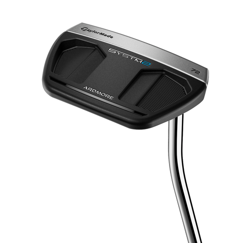 Hero image of Ardmore Single Bend mid-mallet putter with alignment lines and milled steel finish