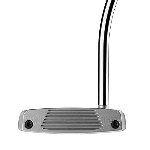 Image of Ardmore Single Bend mid-mallet putter face with alignment lines and milled steel finish