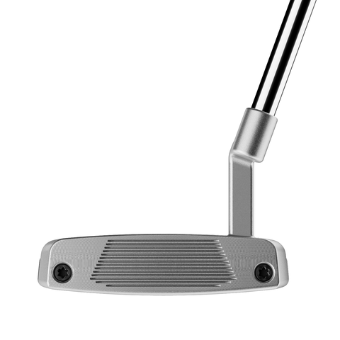 Direct image of Bandon L-Neck mid-mallet putter face with two-tone alignment and milled steel finish
