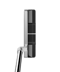 Overhead image of Juno L-Neck blade putter with bold alignment lines and two-tone milled finish