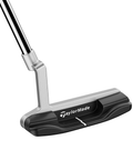 Angled image of Soto L-Neck blade putter with smooth contours and two-tone milled steel finish