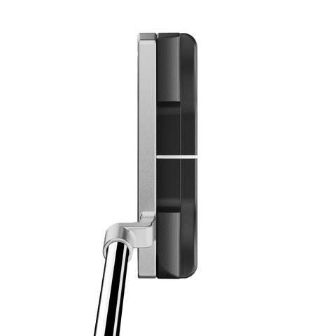 Overhead image of Soto L-Neck blade putter with smooth contours and two-tone milled steel finish
