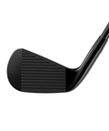 Club face of the T100 Black Vapor iron with a durable matte black finish.