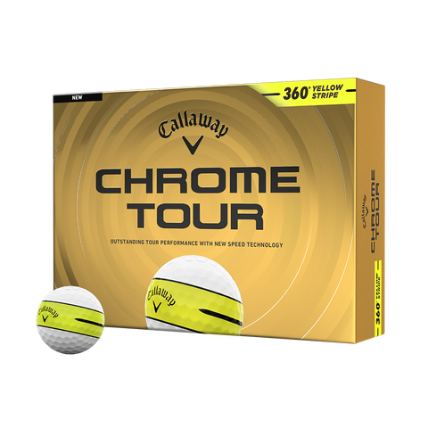Callaway Chrome Tour Golf Balls – 360 Yellow Stripe (12696-360YLWSTRP)