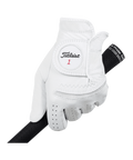 Titleist Perma-Soft Glove – Pearl (6597E), left hand on grip
